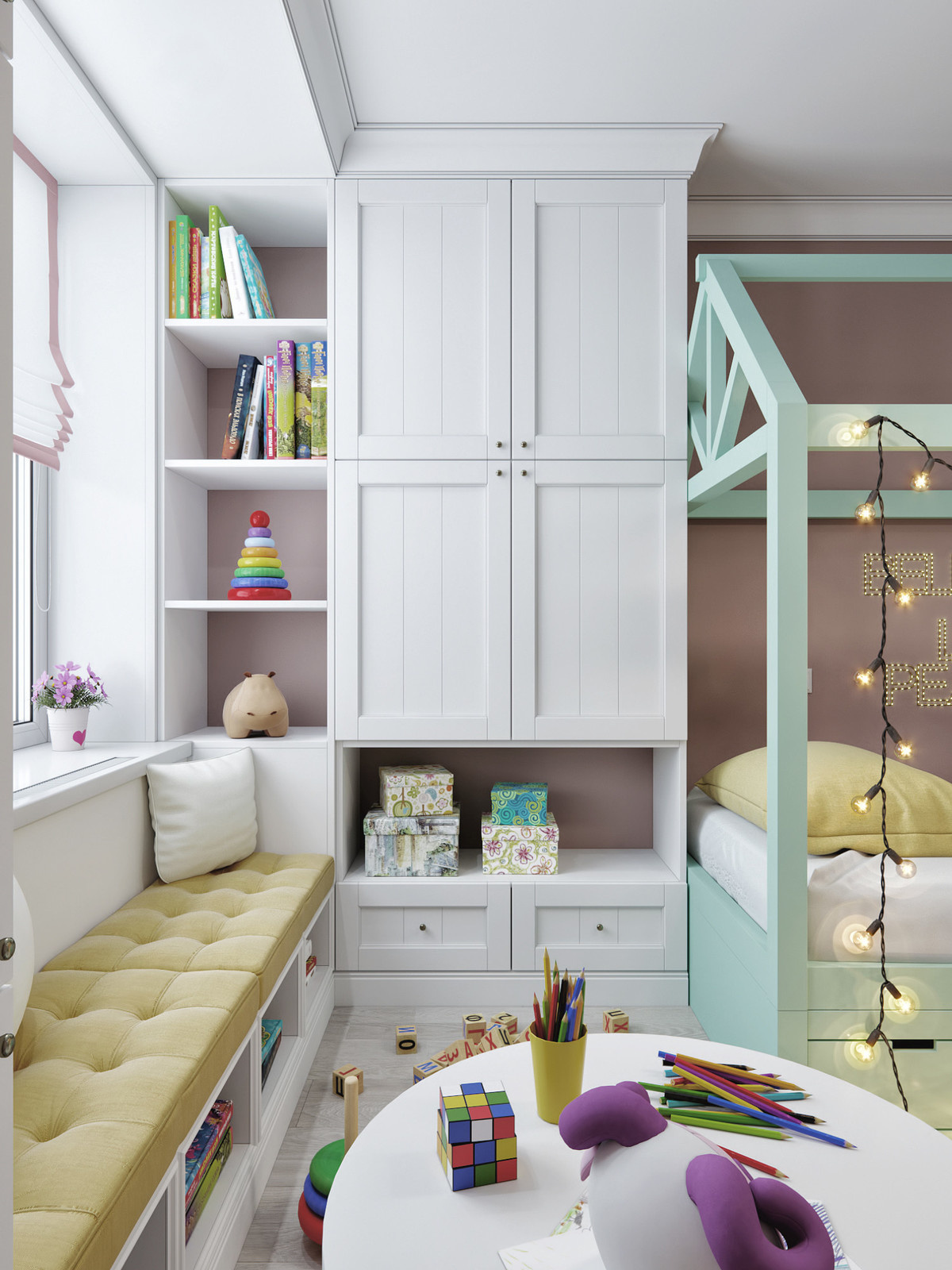 Сhildren's room with a mint accent