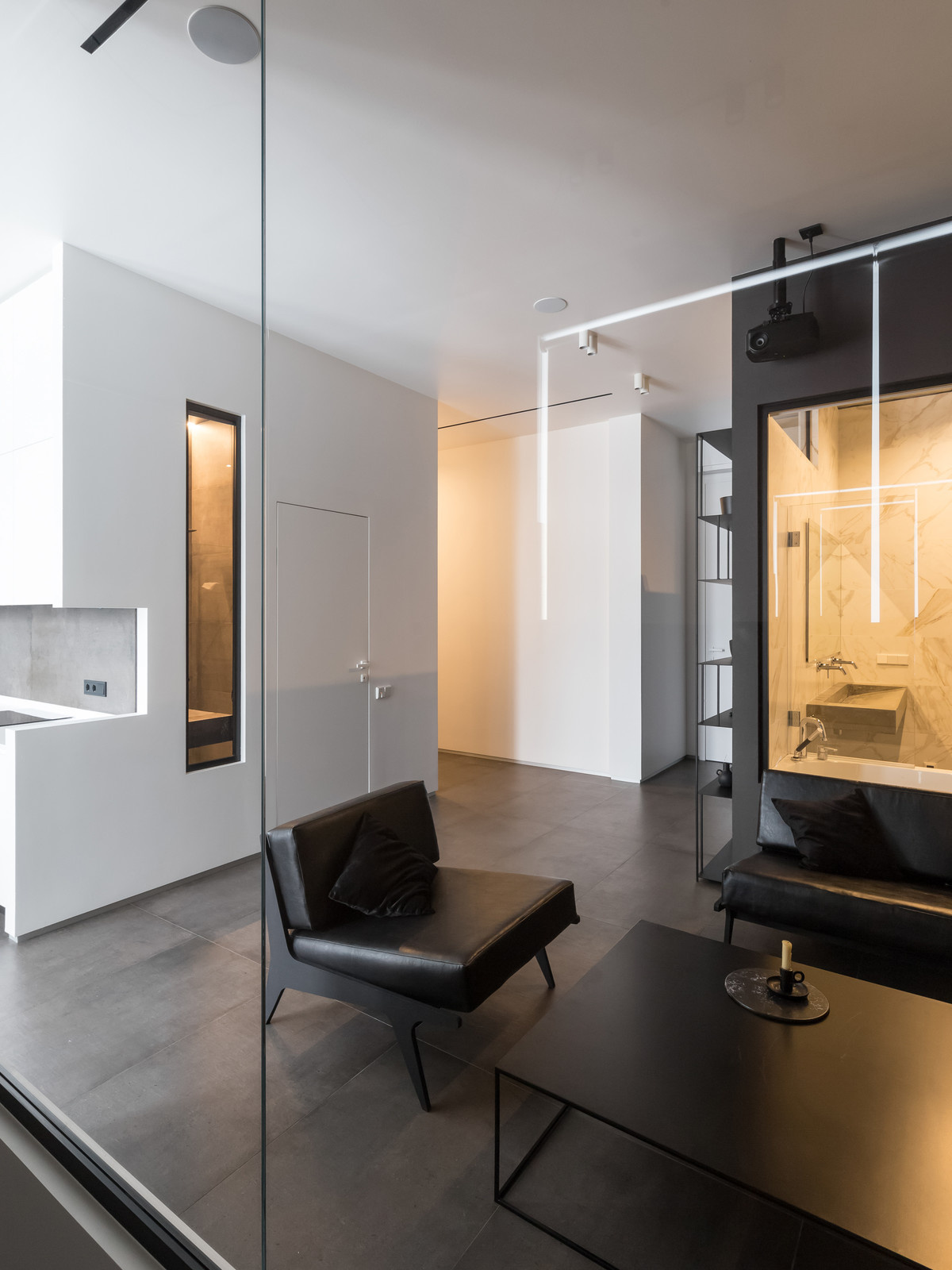 Houzz тур: Квартира с чёрной спальней и прозрачным санузлом