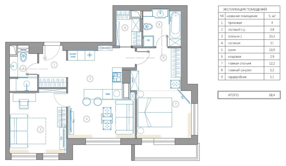 Есть решение: 9 вариантов, где проходная кухня рядом с коридором