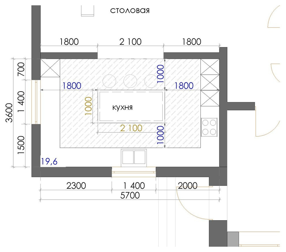 Есть решение: 8 вариантов кухни 18 кв.м