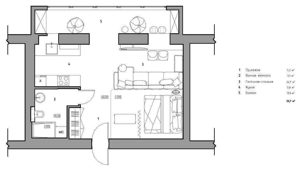 Houzz Украина: Квартира с черным потолком и вертушками