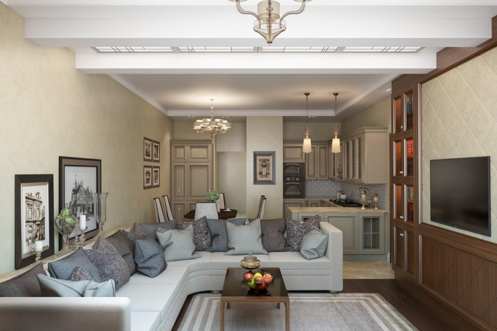 Гостиная  студия из проекта "Оттенки экрю"