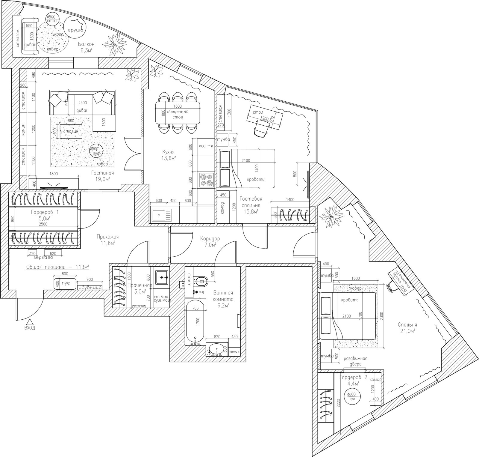 Планировка 113м²