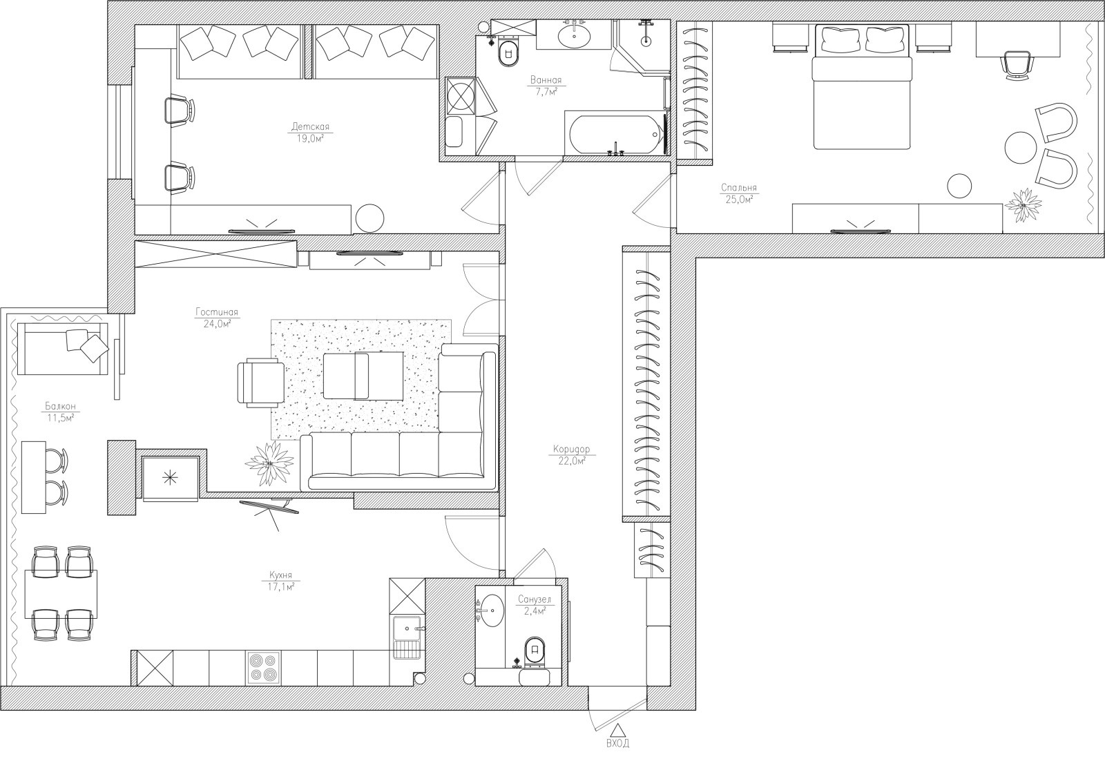 Планировка 128,7м²