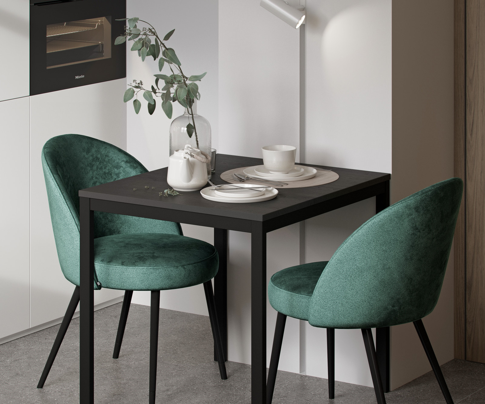 Apartamento moderno con cocina pequeña