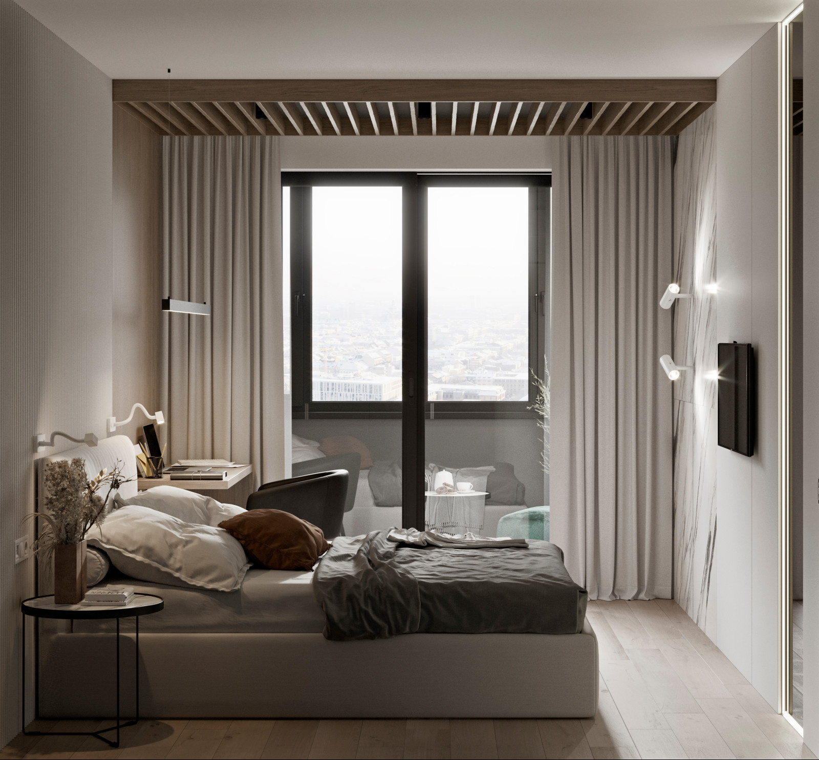 Apartamento moderno con cocina pequeña