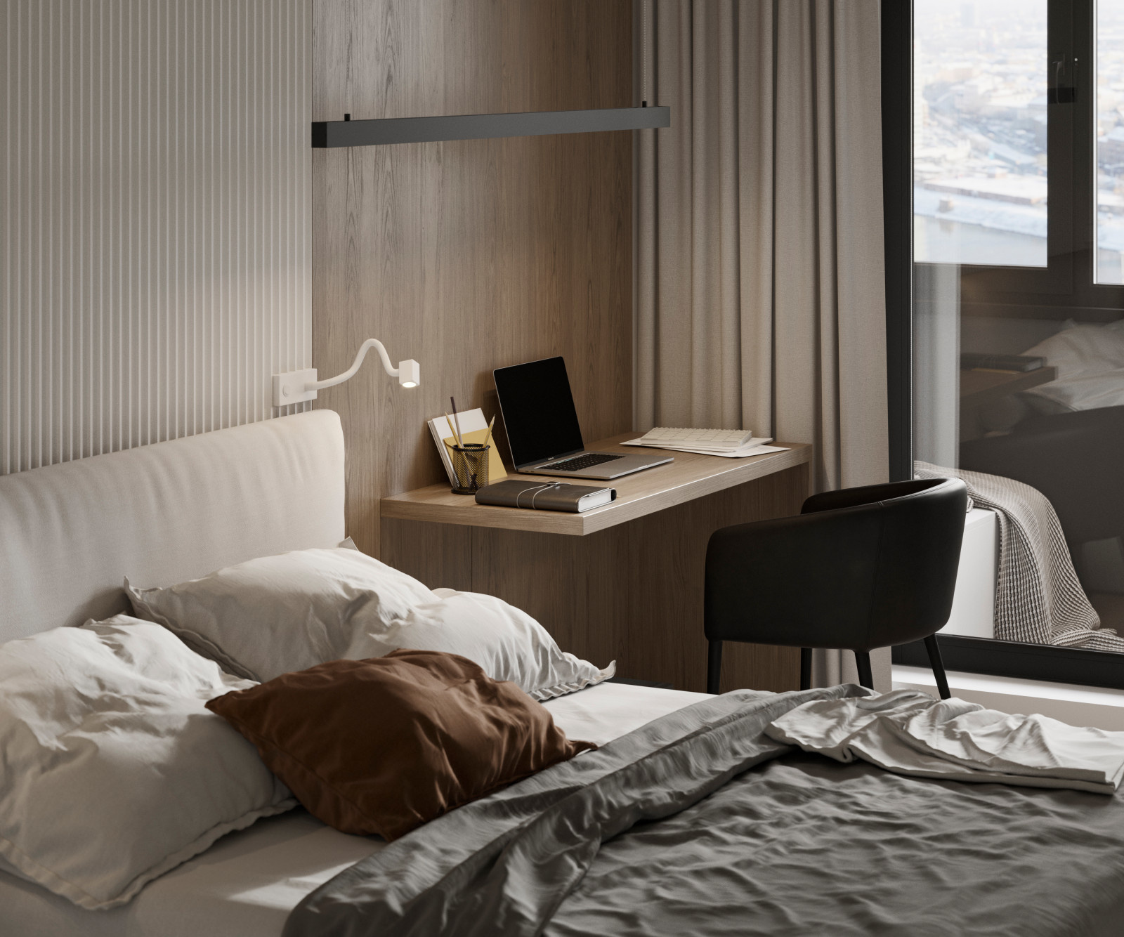 Apartamento moderno con cocina pequeña