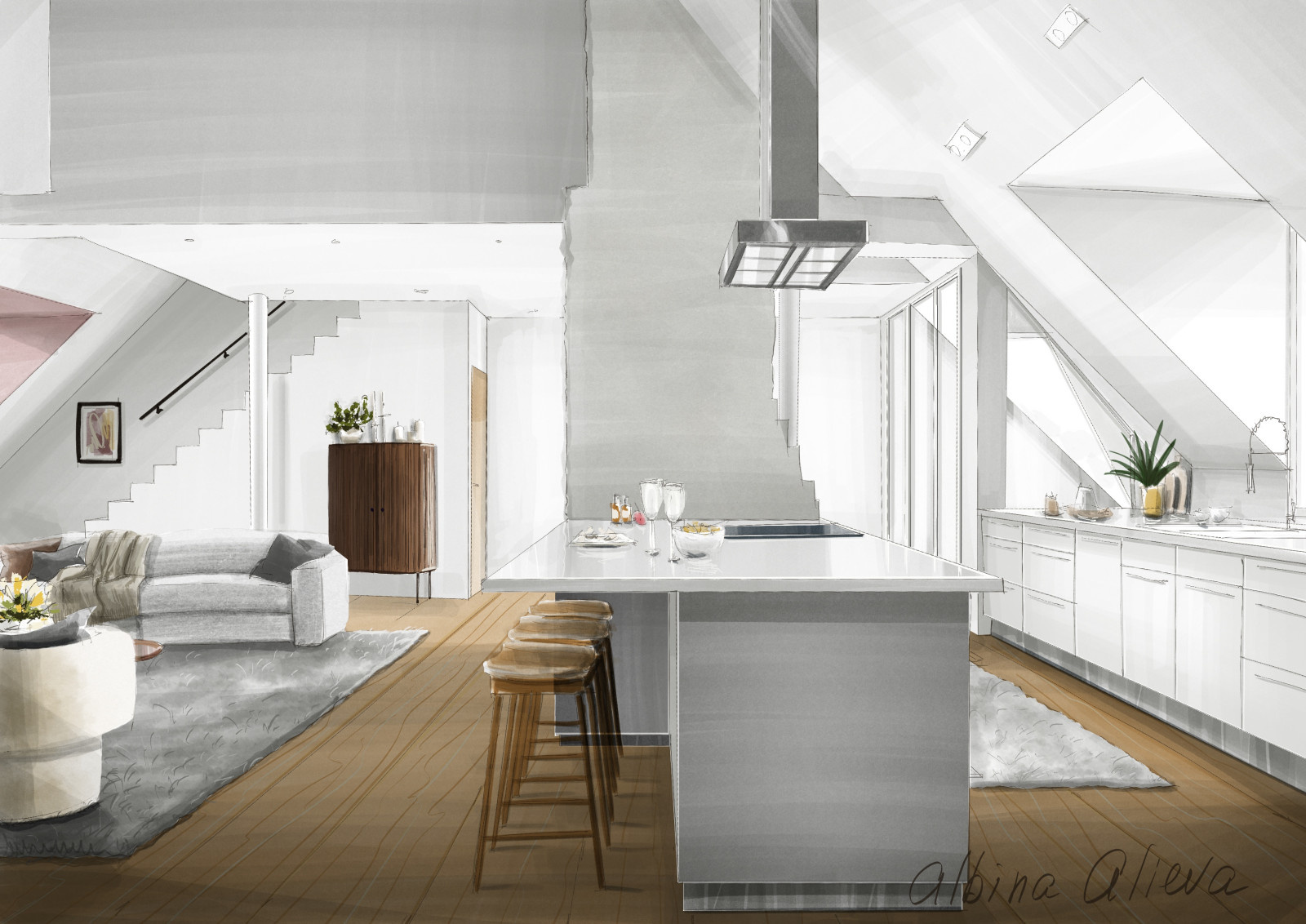 Interior Concepts – Procreate Sketches by Albina Alieva