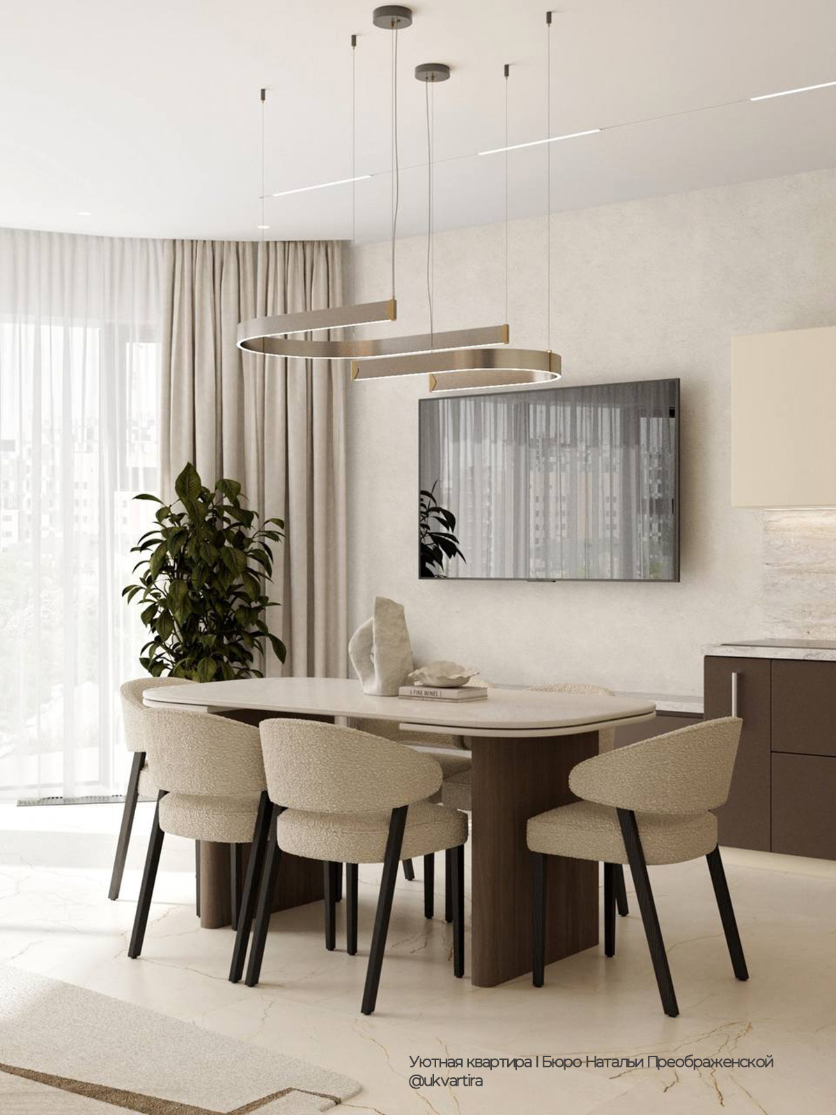 Европейский подход в квартире 105 м²: мягкая архитектура и камень