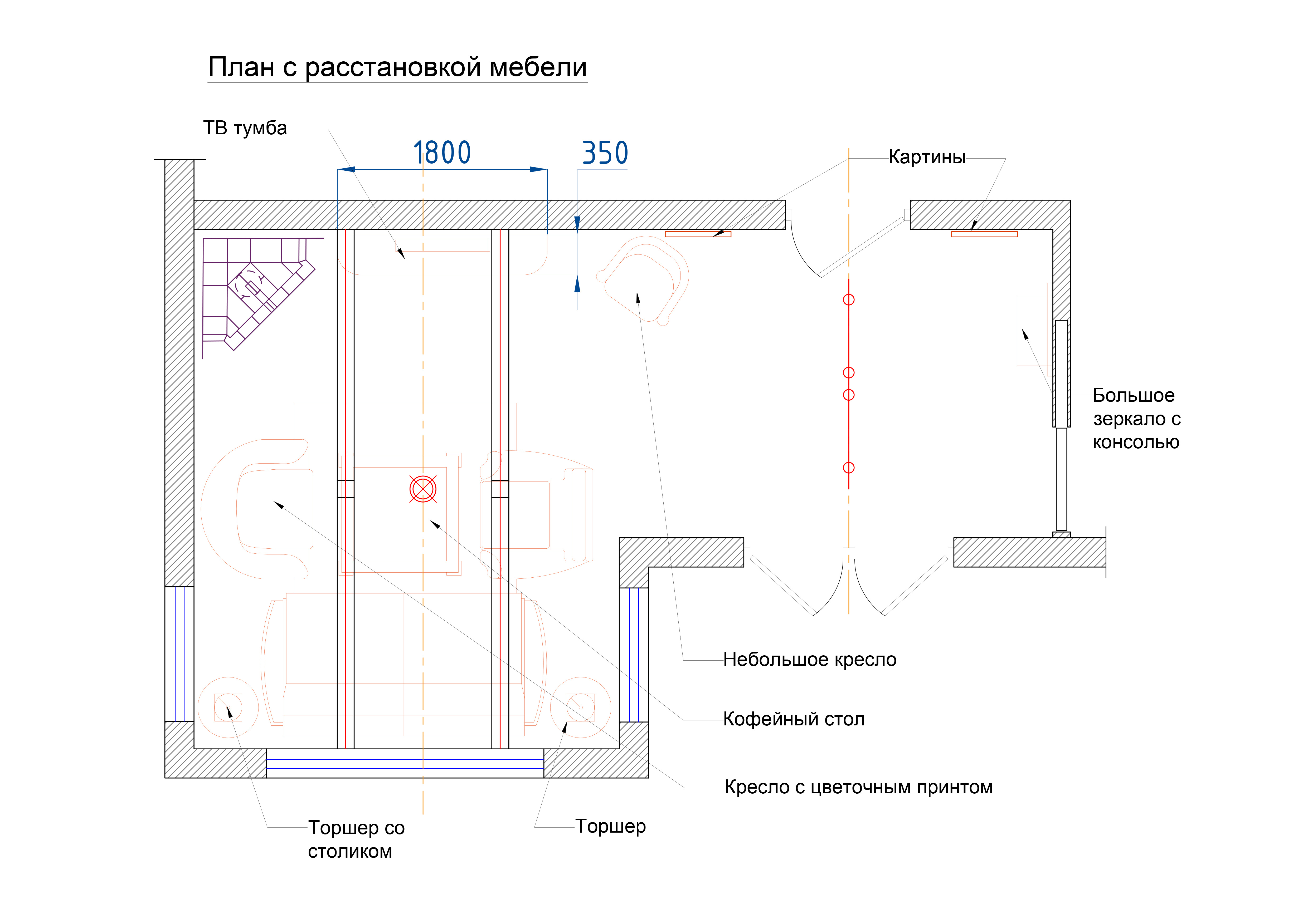 Неокупеческая гостиная в интерьере дома