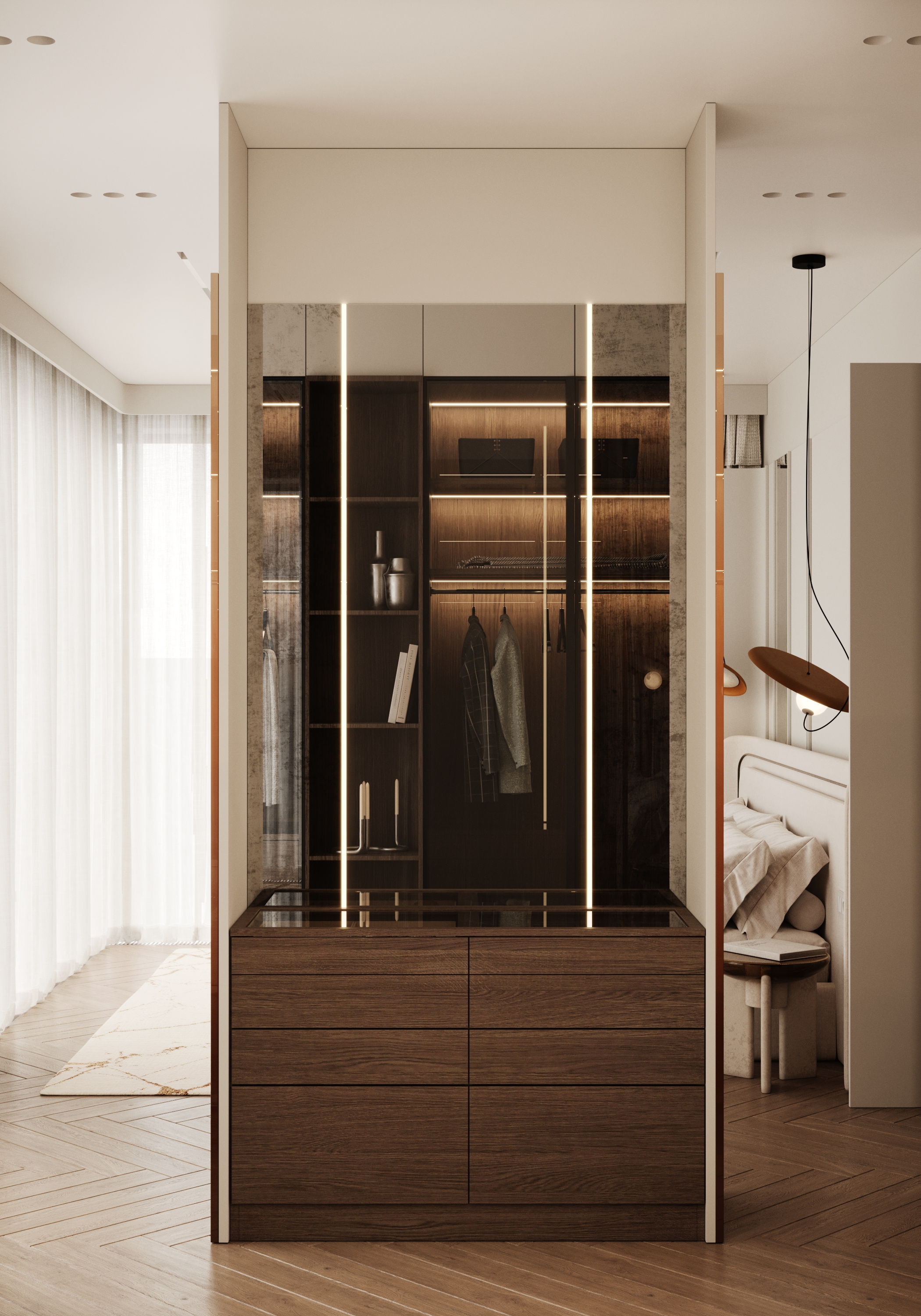 Дизайн интерьера квартиры 102 м² в ЖК Level Причальный, Москва