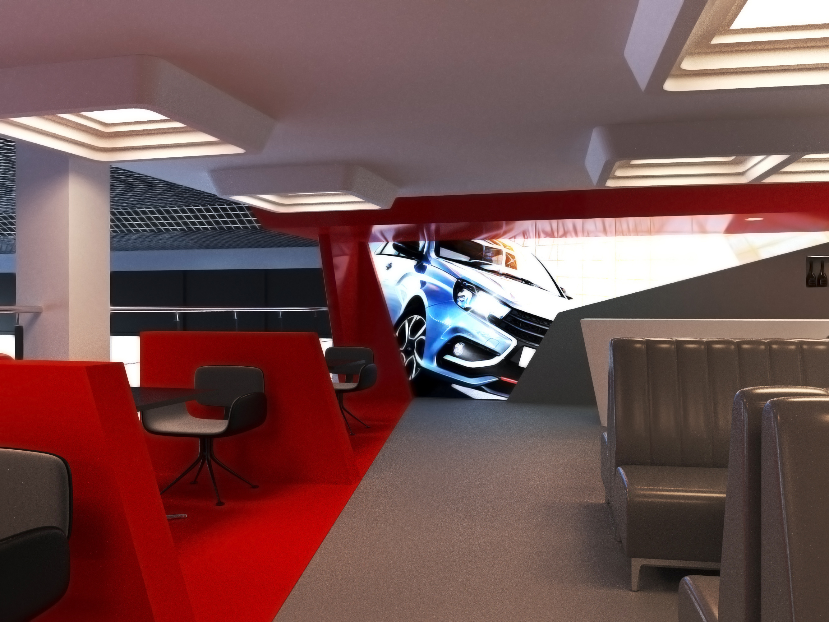 Концепт интерьера кафе автосалон "LADA", 2023 г.