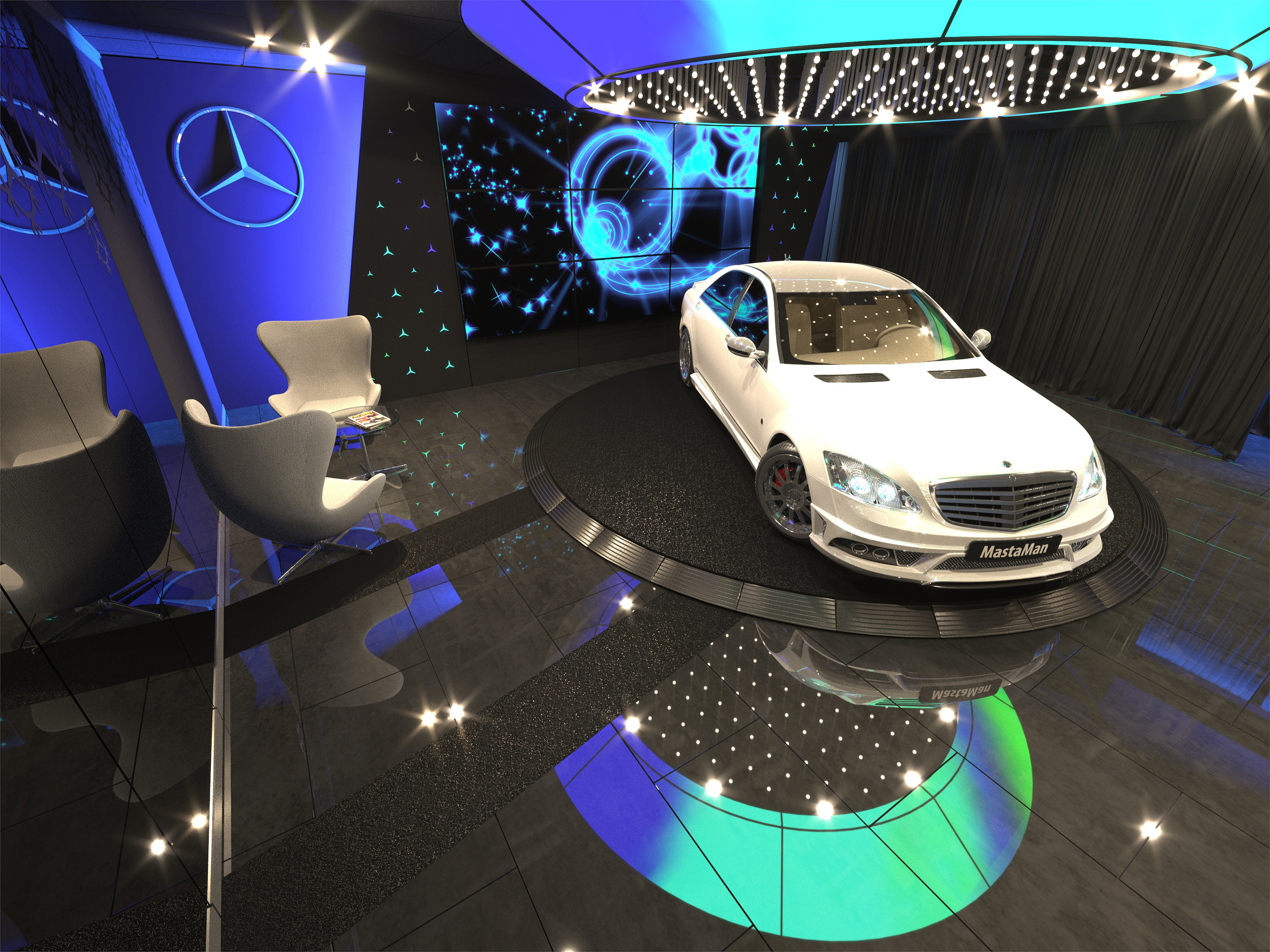 Интерьер зоны выдачи авто. Автосалон "MERCEDES-BENZ", 2023 г.