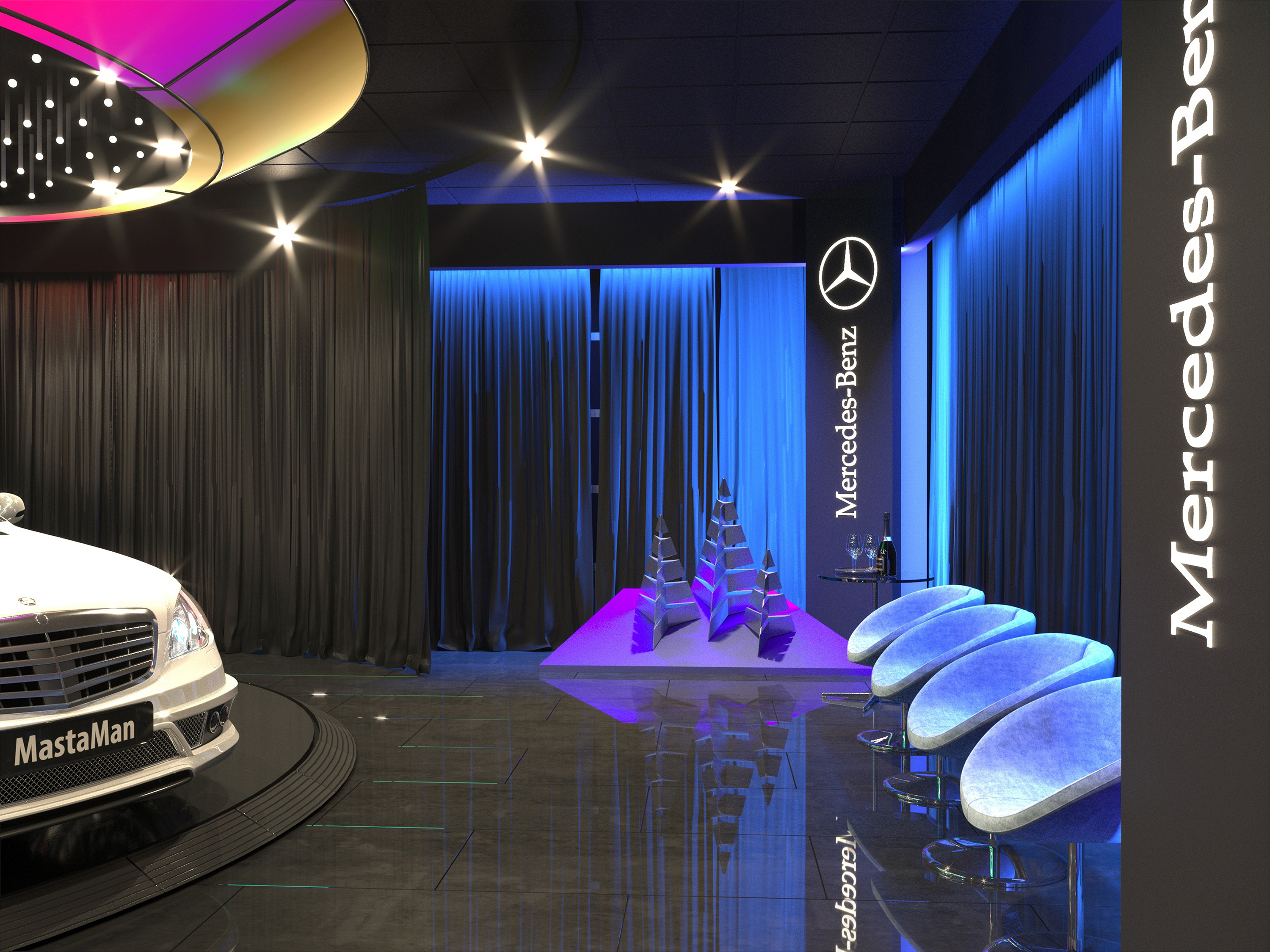 Интерьер зоны выдачи авто. Автосалон "MERCEDES-BENZ", 2023 г.