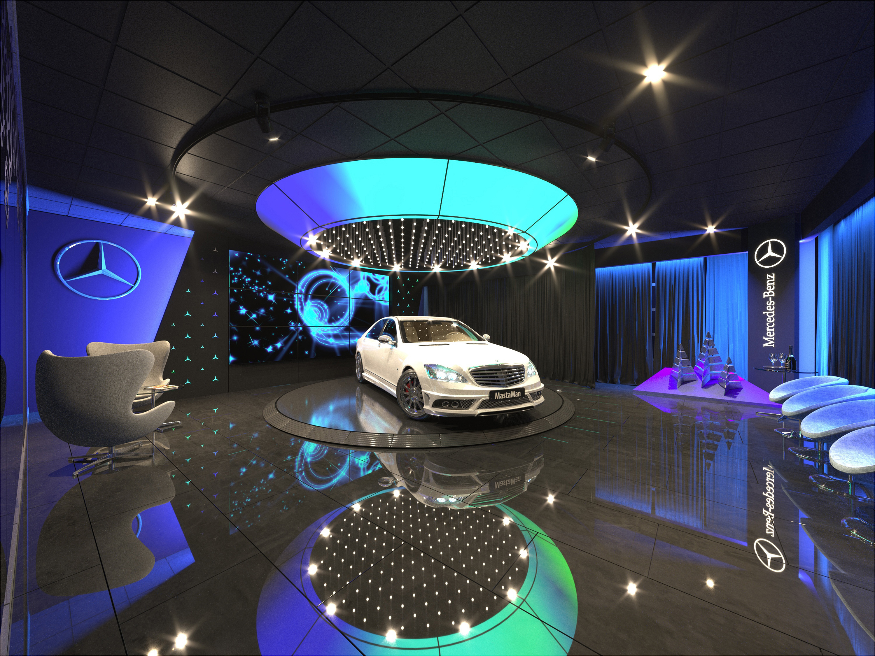 Интерьер зоны выдачи авто. Автосалон "MERCEDES-BENZ", 2023 г.