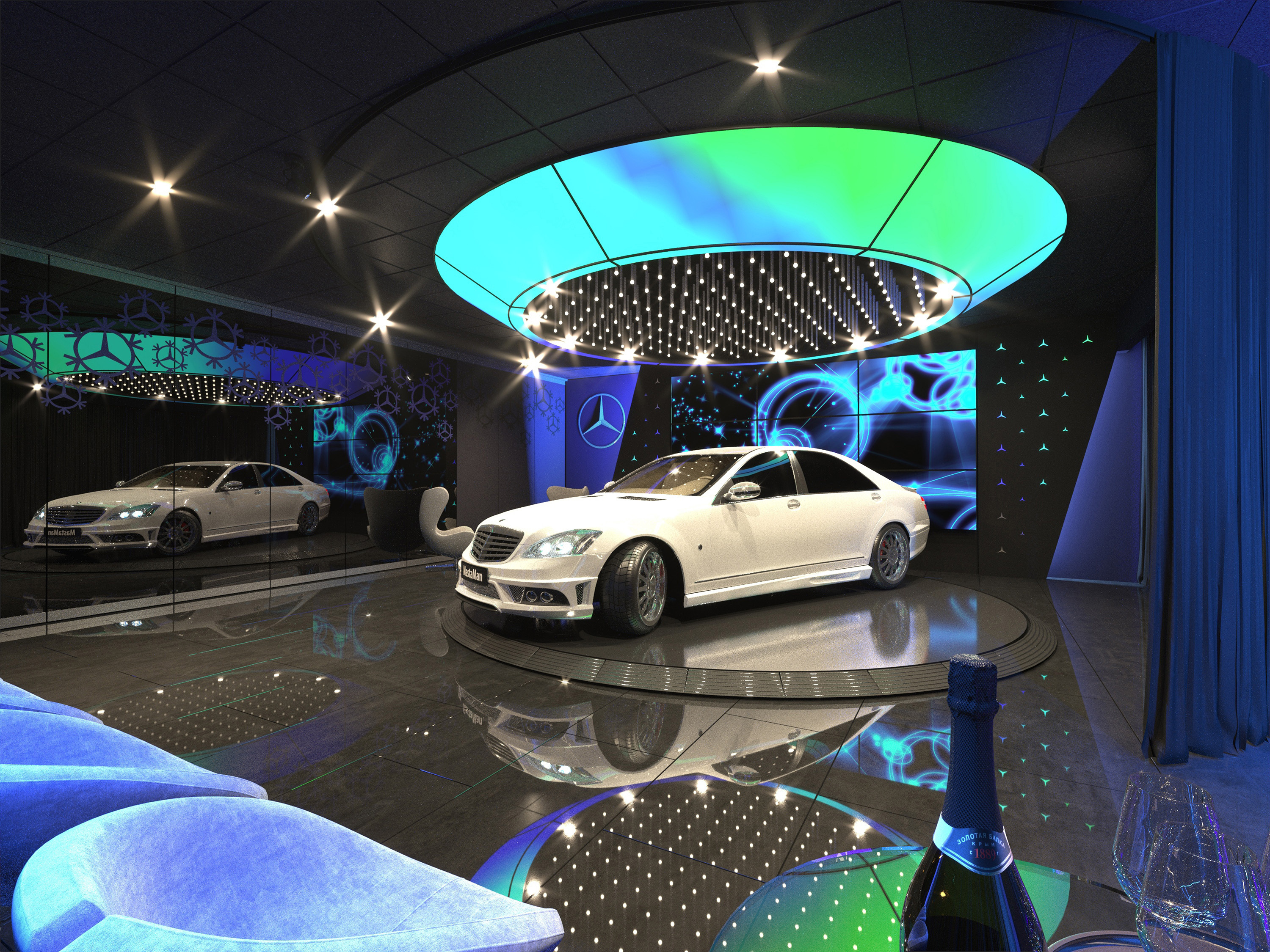 Интерьер зоны выдачи авто. Автосалон "MERCEDES-BENZ", 2023 г.