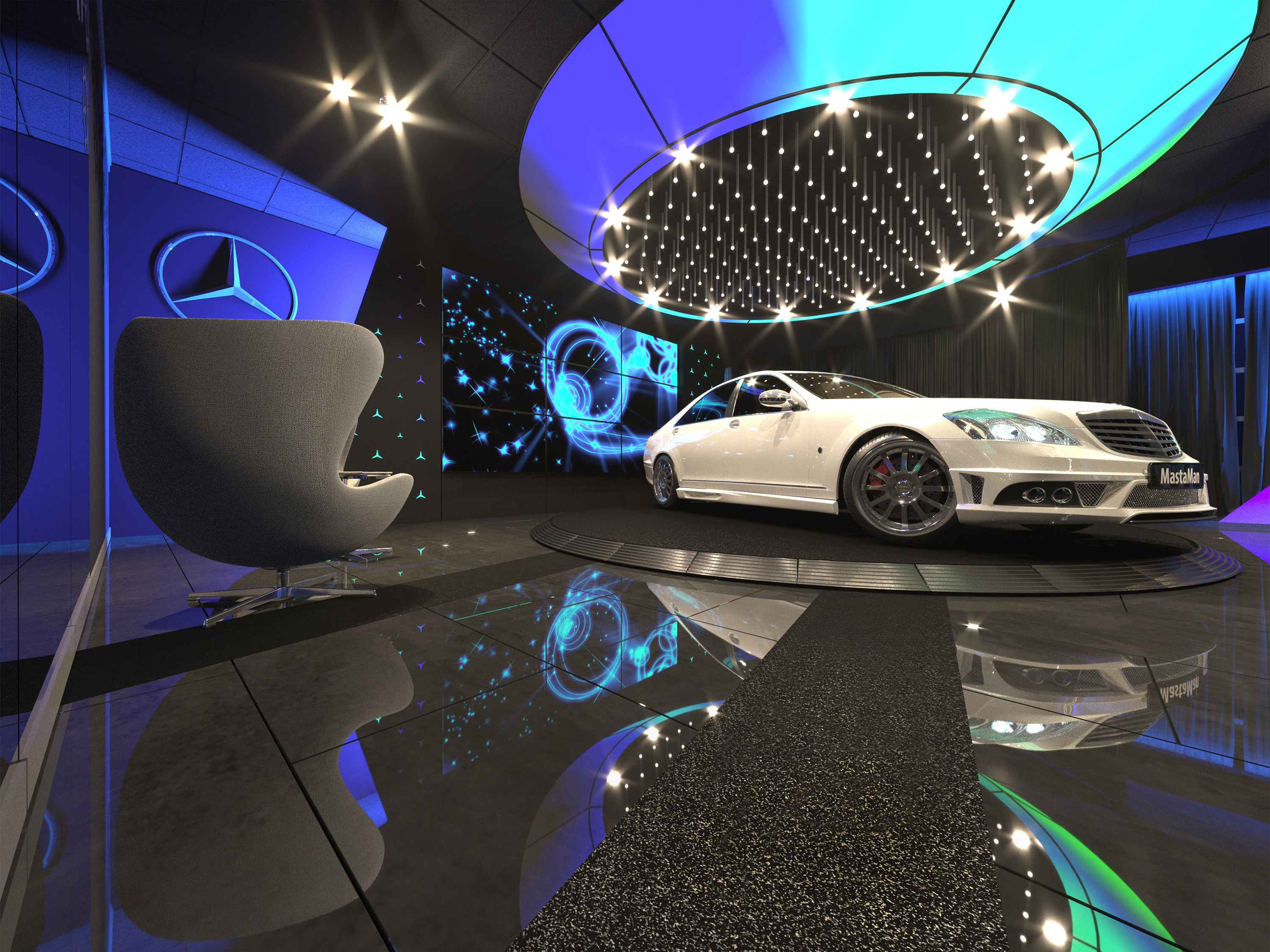 Интерьер зоны выдачи авто. Автосалон "MERCEDES-BENZ", 2023 г.