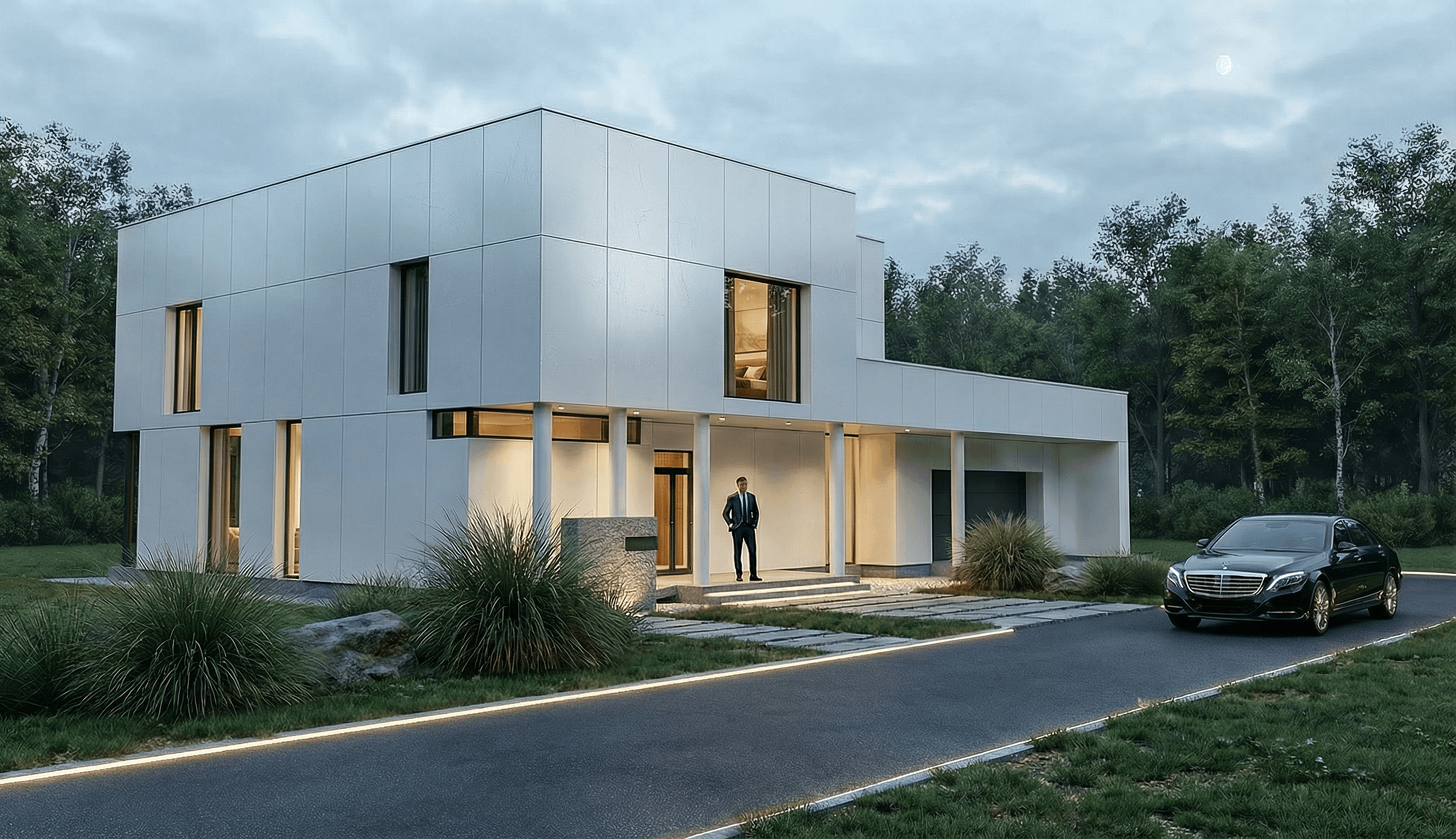 Проект дома в стиле Минимализм с плоской кровлей (274 м²)