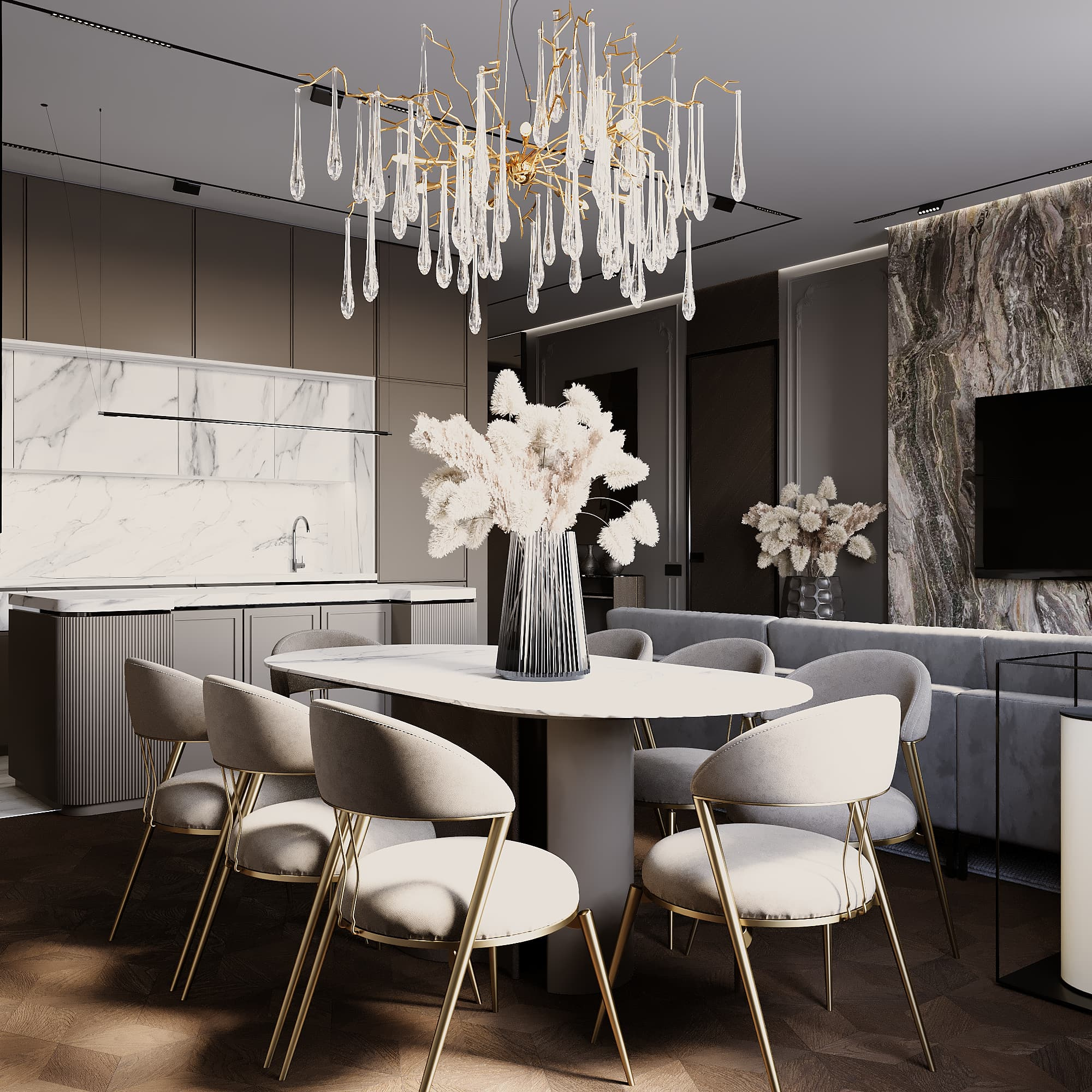 Квартира 110 м² в классическом стиле с современными элементами