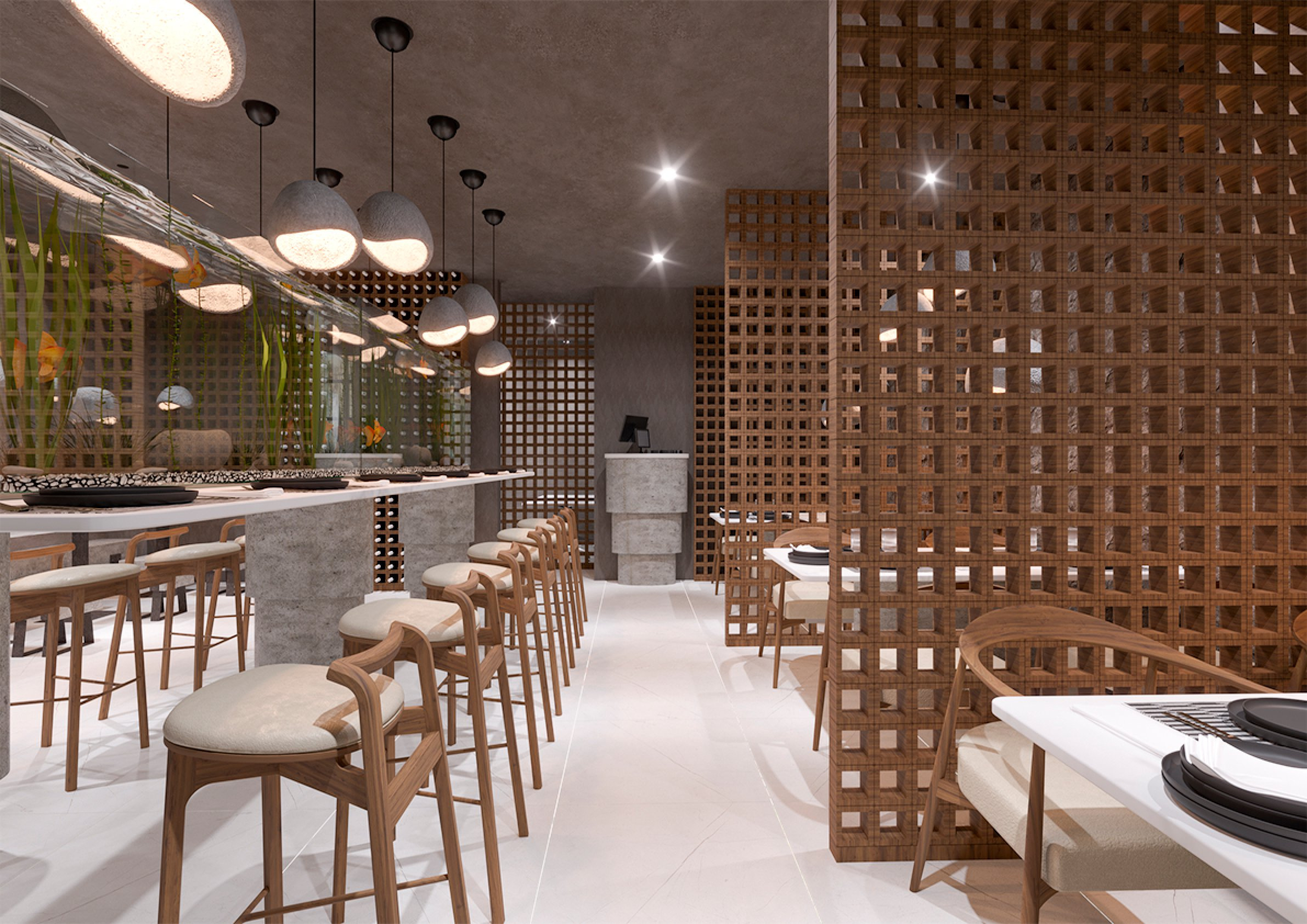 Дизайн кафе в стиле Japandi Lounge