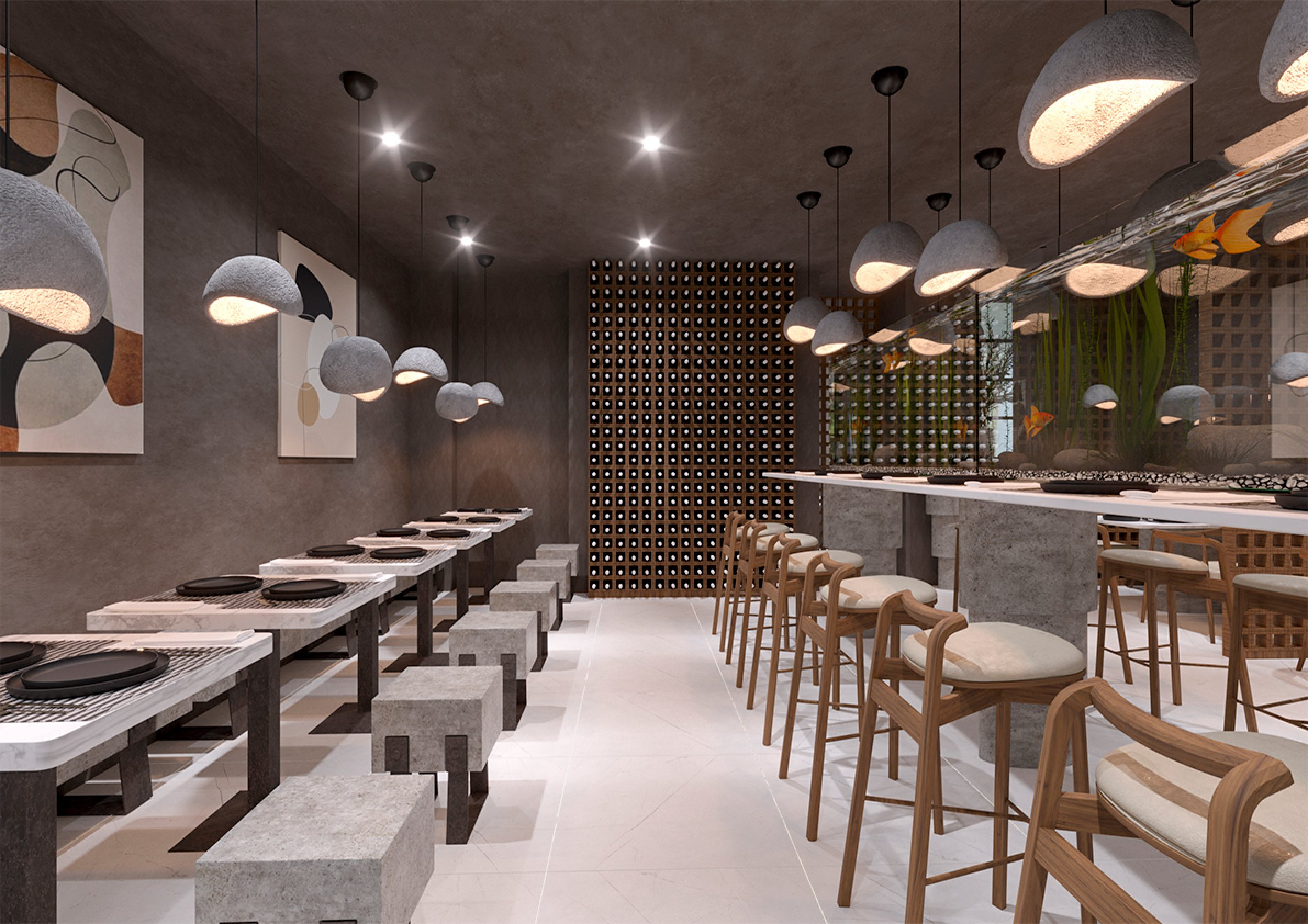 Дизайн кафе в стиле Japandi Lounge