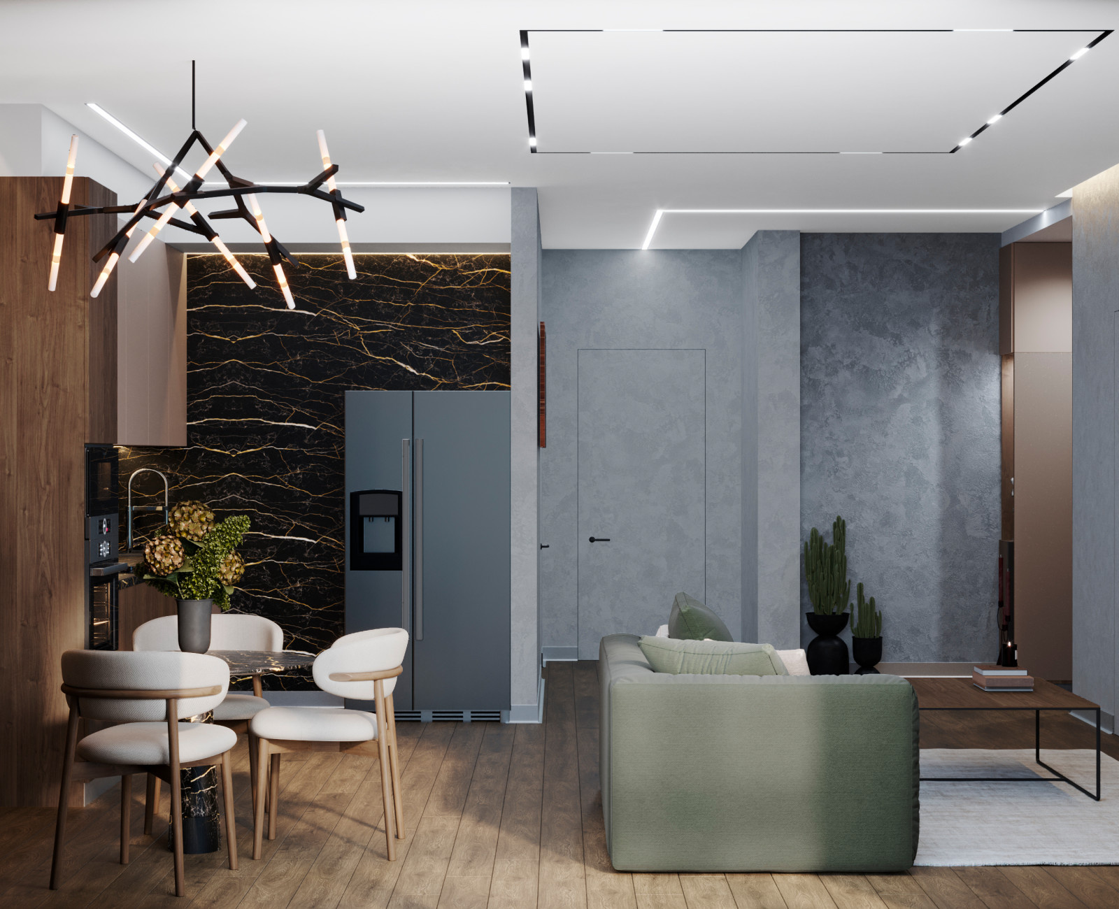 Гостиная с харизмой в ЖК "Александровский Сад"