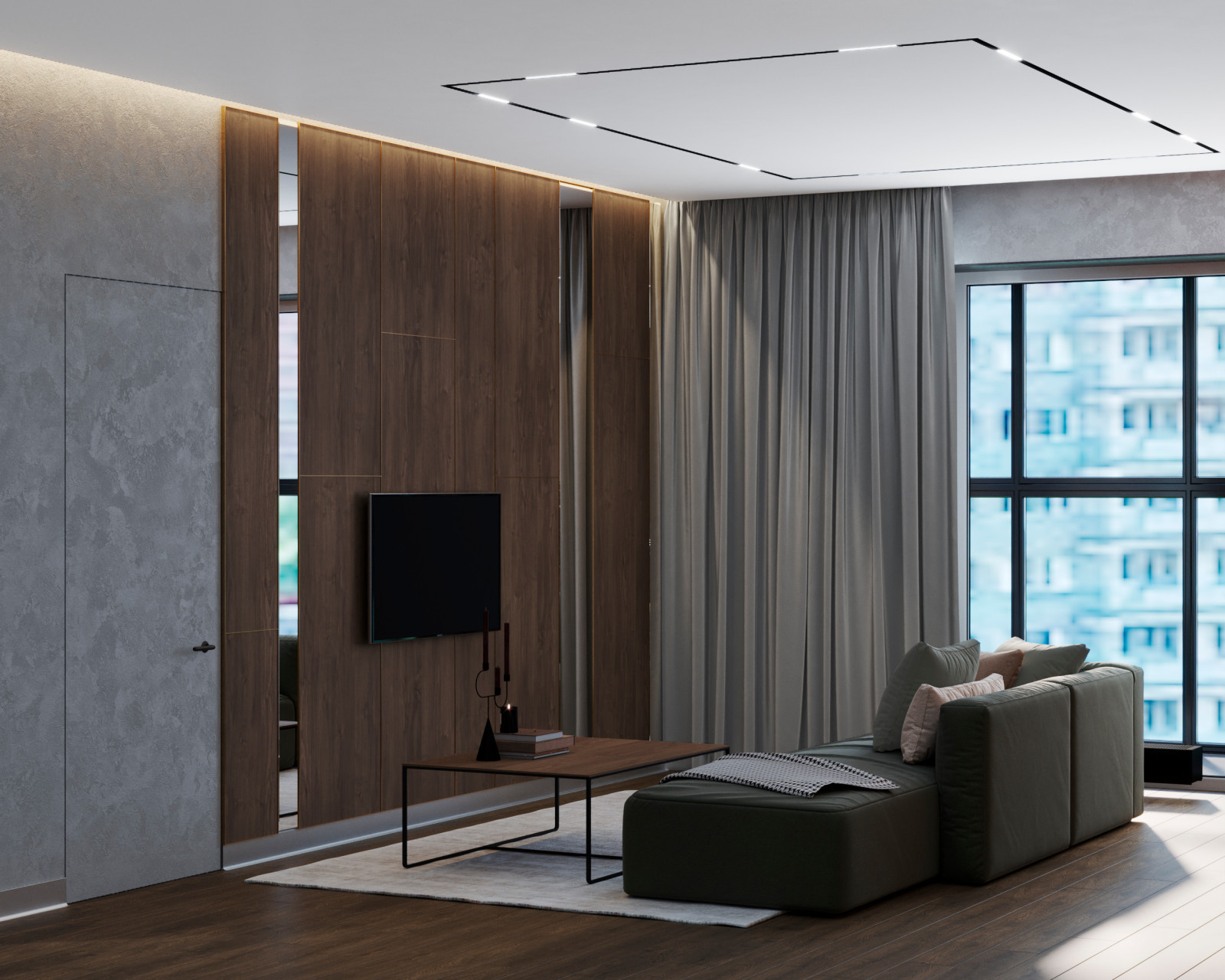 Гостиная с харизмой в ЖК "Александровский Сад"