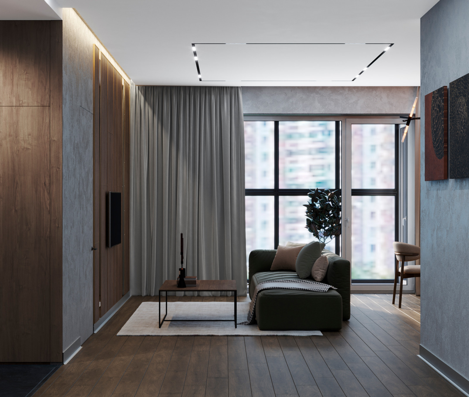 Гостиная с харизмой в ЖК "Александровский Сад"