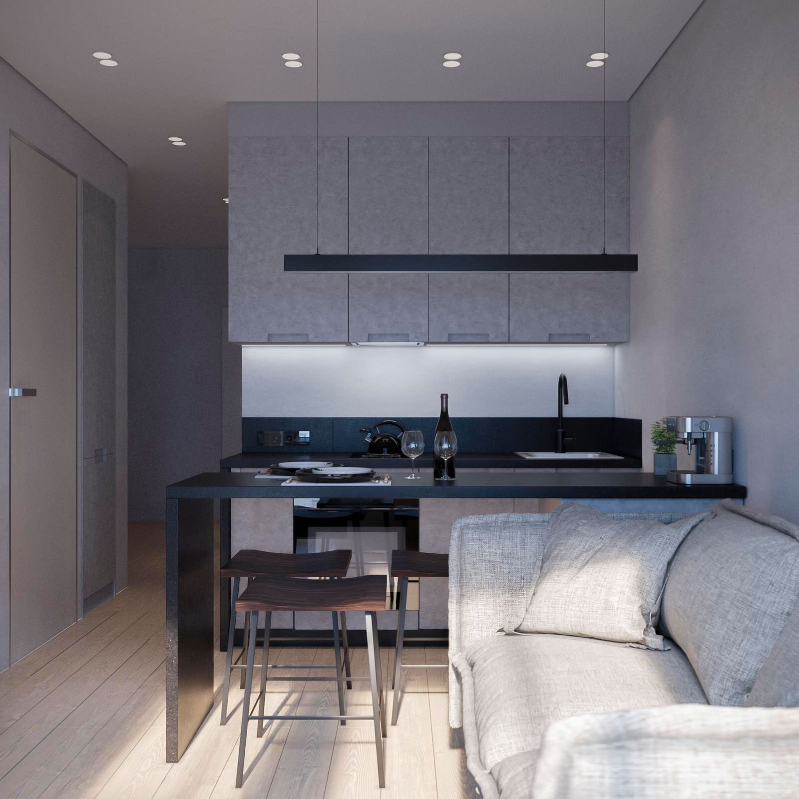 Дизайн студии для молодого человека ЖК БРУСИЛОВО Тверь