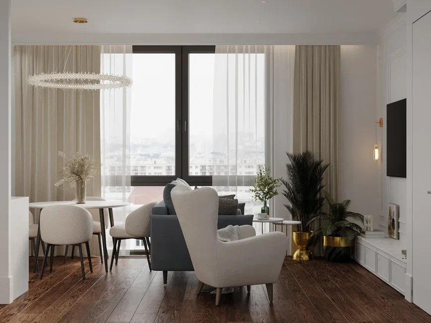 Квартира эконом класса 90 м² в стиле неоклассика