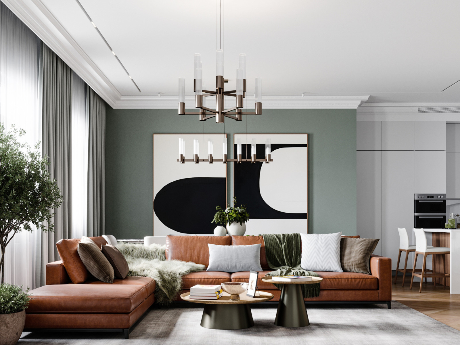 Элегантная гостиная в ЖК Театральный дом на Новом Арбате