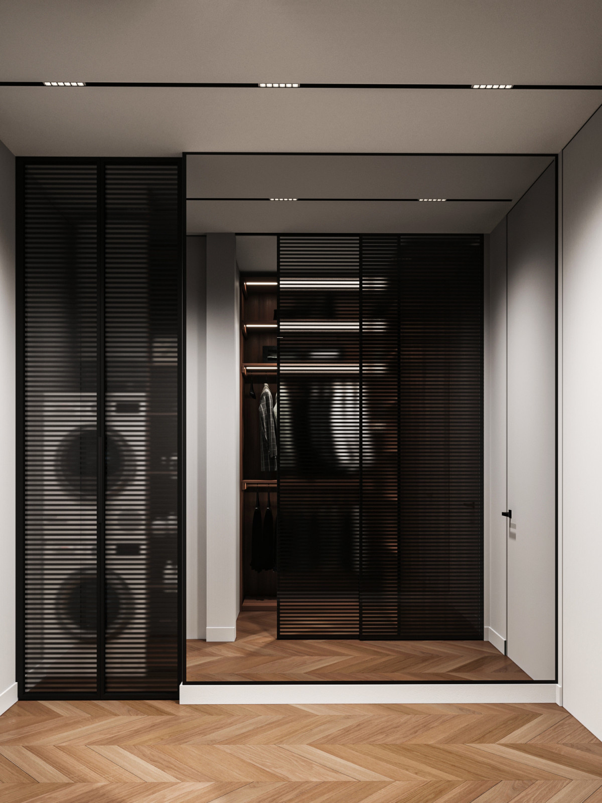 Гардербная, совмещенная с зоной для стирки