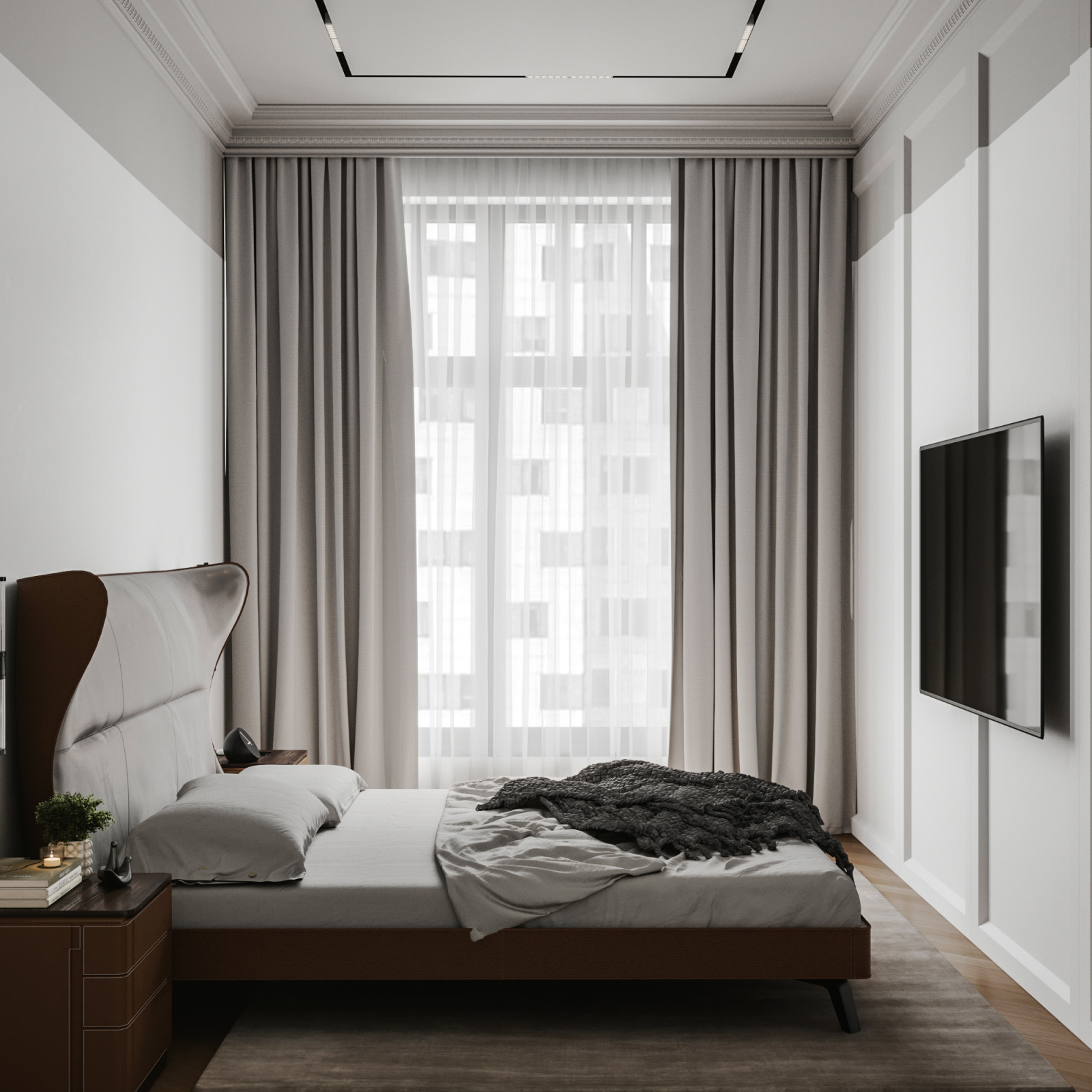 Спальня в серых тонах