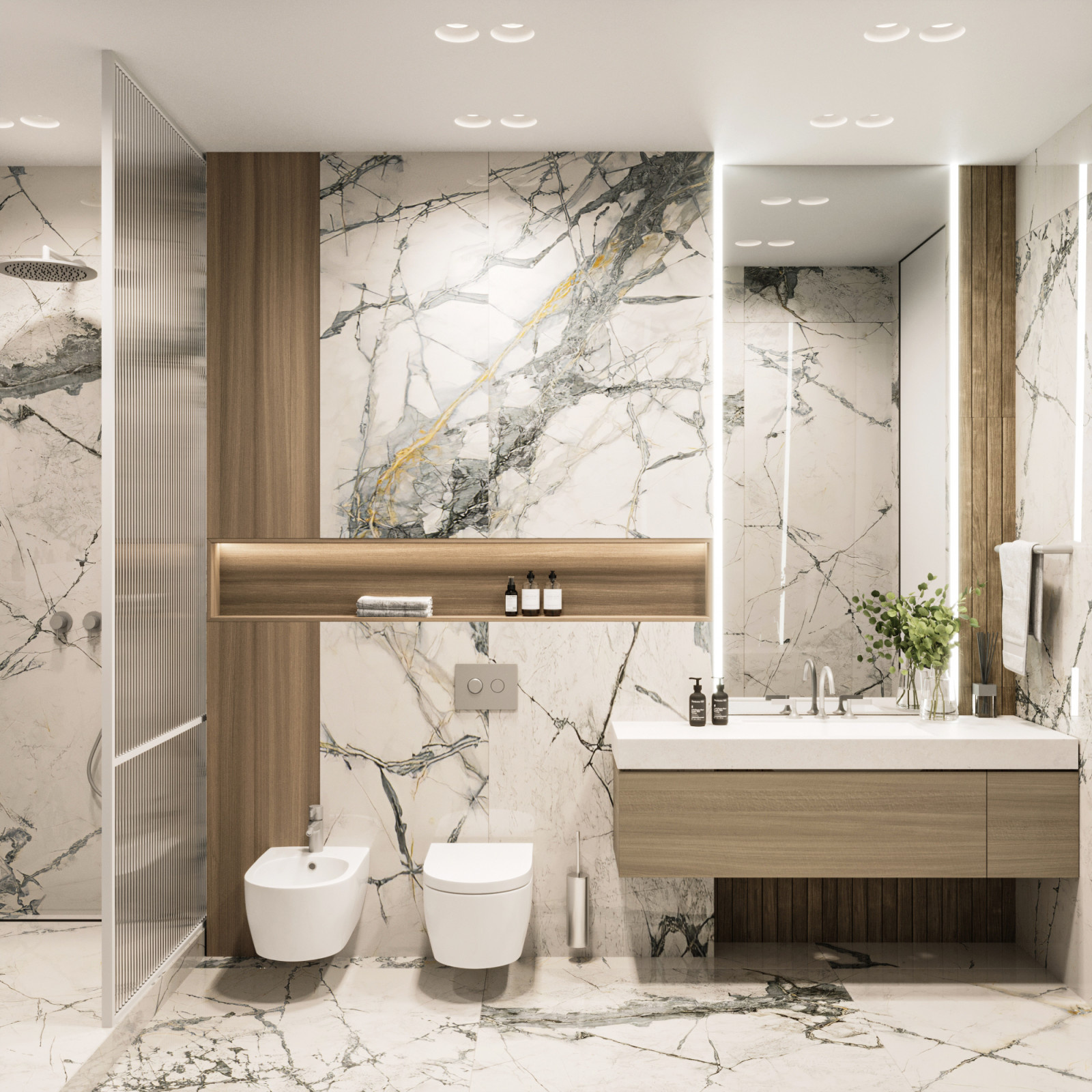 Мастер-ванная комната с акцентом на натуральные материалы