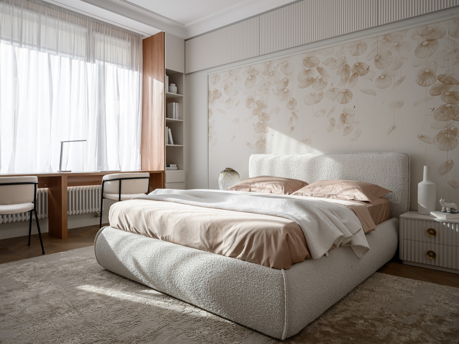 Современная детская для двойняшек в светлой палитре