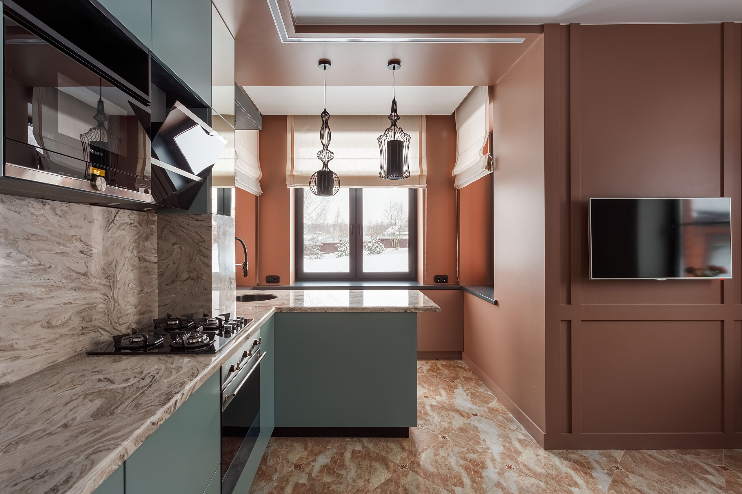 Поиск планировки: Кухня 18 кв.м, для которой сделали 4 плана