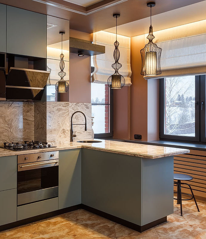 Поиск планировки: Кухня 18 кв.м, для которой сделали 4 плана