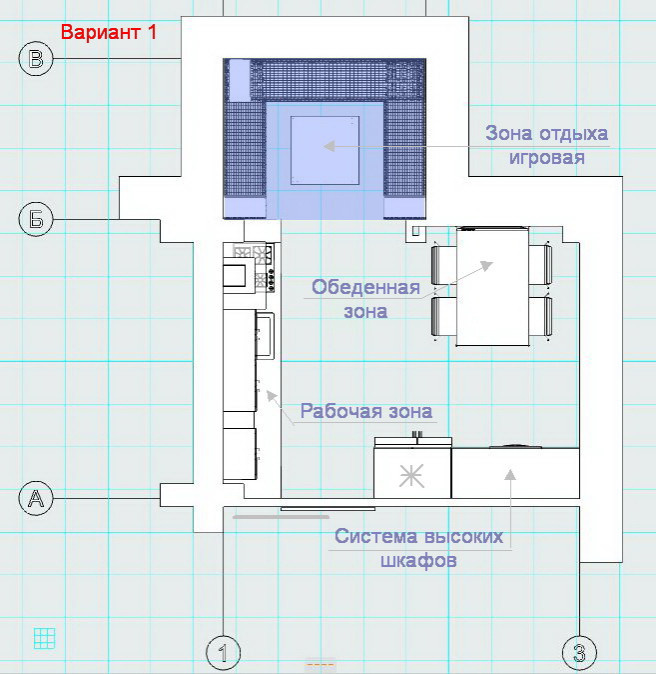 Поиск планировки: Кухня 18 кв.м, для которой сделали 4 плана