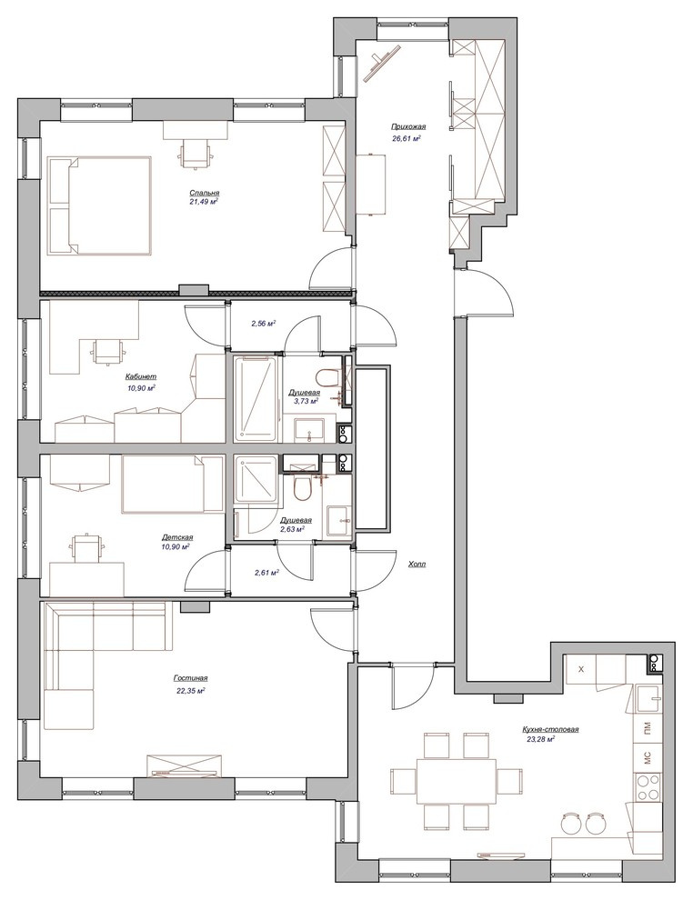 Houzz тур: Квартира в Нижнем Новгороде с яркими потолками