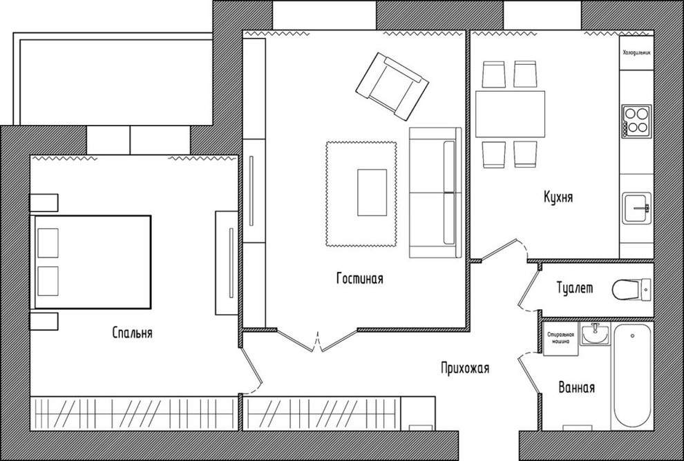 Есть решение: 9 проектов кухни-гостиной 20 кв.м