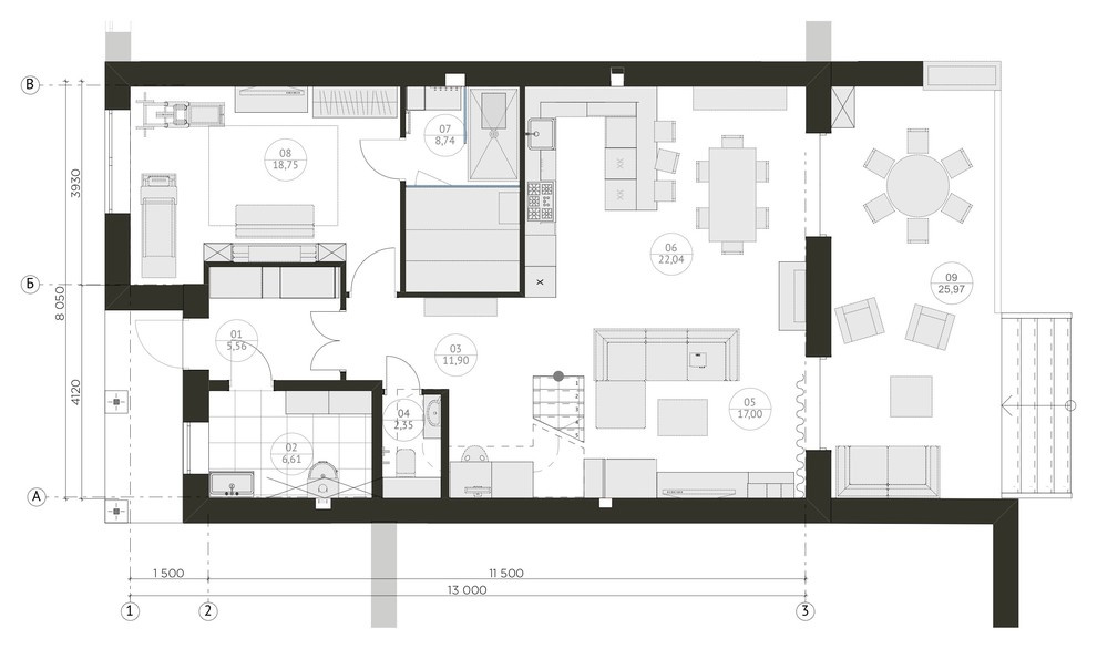 Houzz тур: Таунхаус с чёрной стеной в гостиной