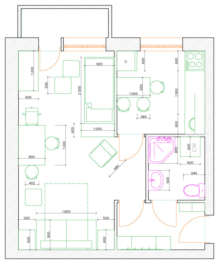 Три варианта расстановки мебели в однокомнататной хрущевке