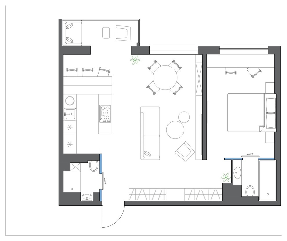 Houzz тур: Стеклоблоки вместо стен и минимум дверей в Петербурге