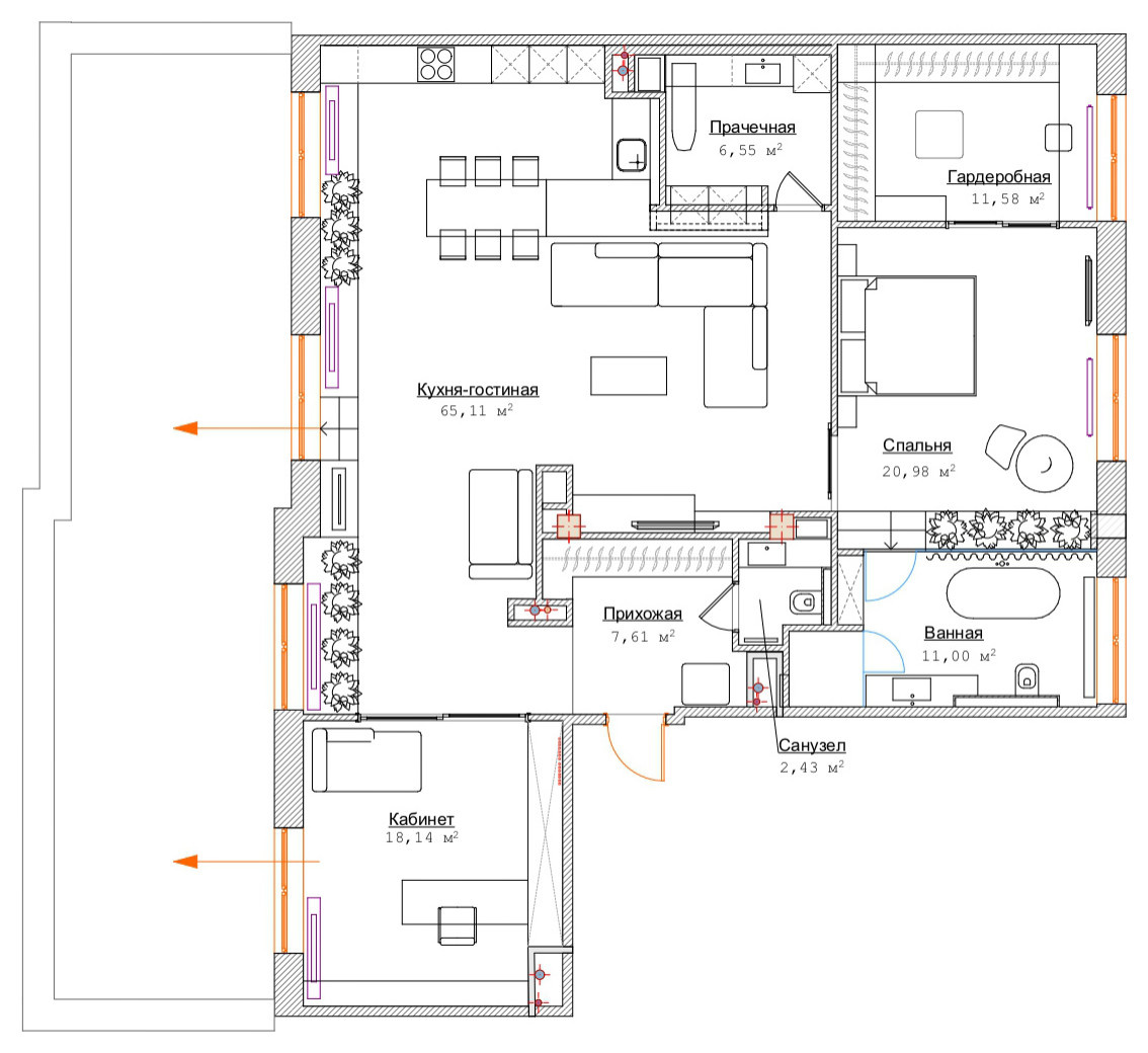 Поиск планировки: Три плана + финал питерской квартиры с террасой