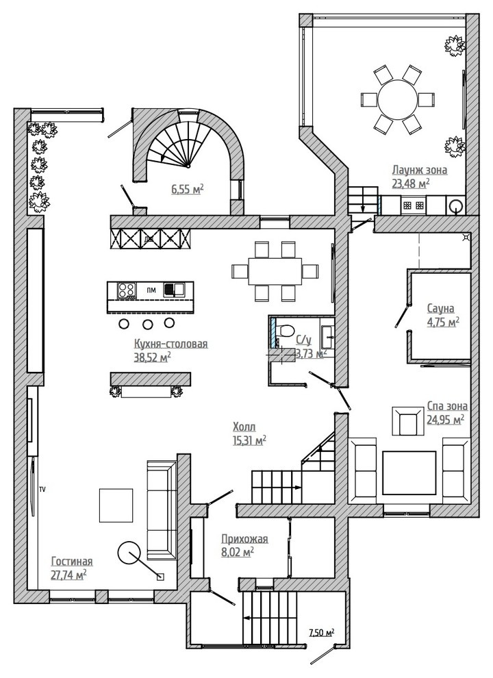 Houzz тур: Двухэтажный дом с уличной кухней на месте бассейна