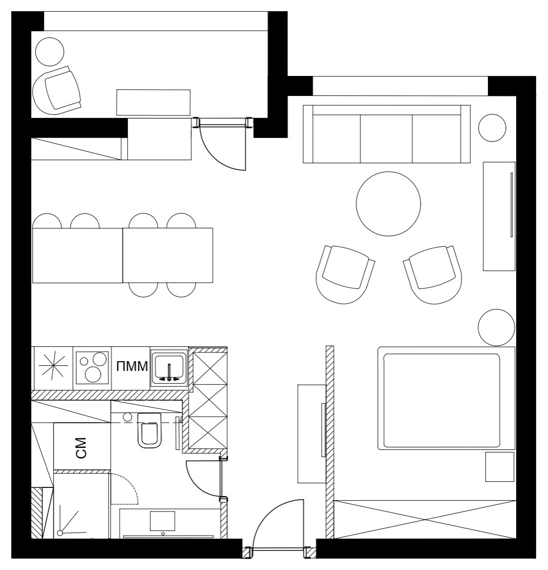 В закладки: 5 проектов для квартиры-студии 50 кв.м