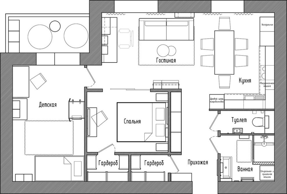 Есть решение: 9 проектов кухни-гостиной 20 кв.м