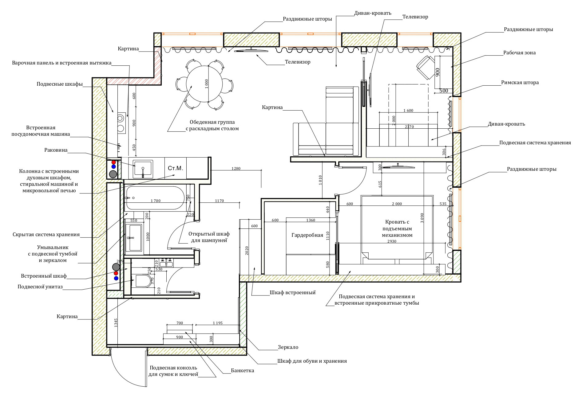 Поиск планировки: 6 вариантов + финал для евротрёшки с кабинетом