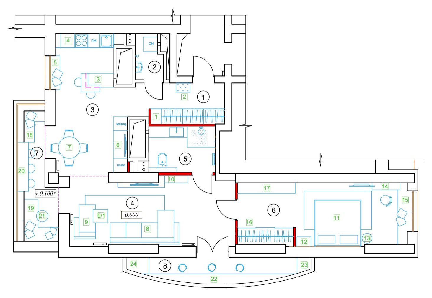 Проект недели: Яркая кухня в квартире-шкатулке