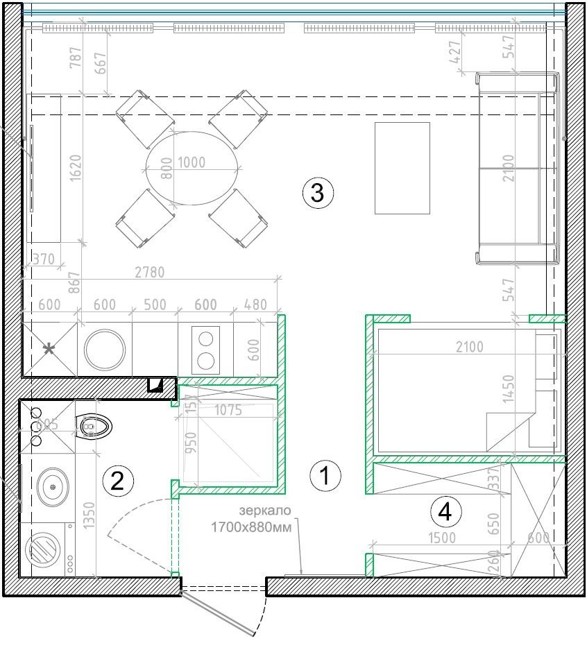 Планировка и дизайн: Однокомнатная квартира 35 кв.м — что делать